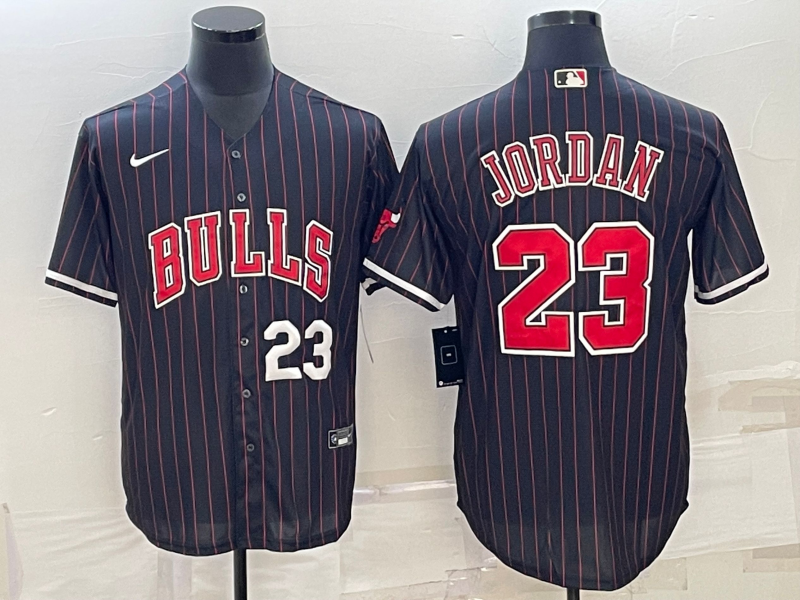 Men Chicago Bulls #23 Jordan Black Stripe Game Nike 2023 NBA Jersey style 3->chicago bulls->NBA Jersey